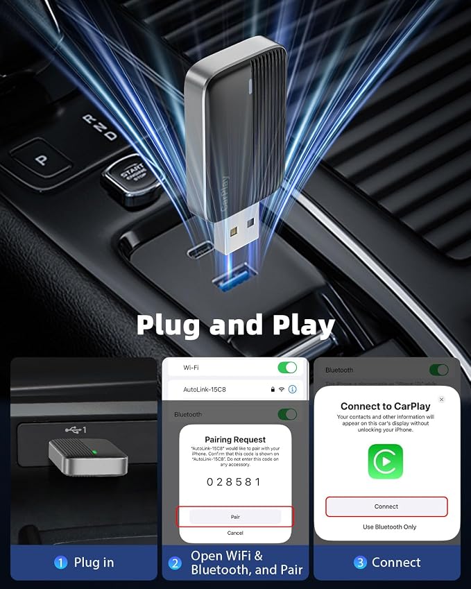 MoKo Wireless CarPlay Adapter for Apple iPhone, Mini Car Play Adapter for iOS - Image 3
