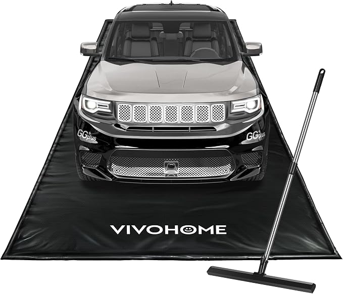 VIVOHOME Containment Mat with Stay Put Corner, PVC Garage Mats by VIVOHOME