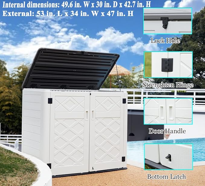 ADDOK 2SG Larger Horizontal Storage Shed Wood-Like, 4.4 x 2.8 ft Outdoor - Image 2