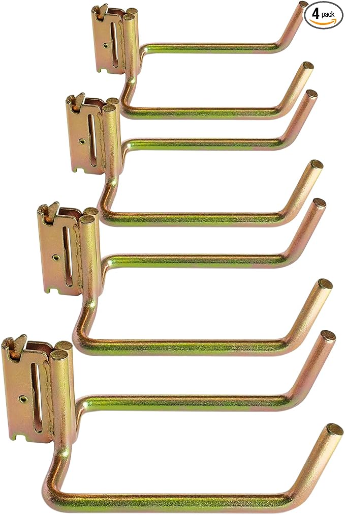 4 Pack E Track Heavy Duty Shovel Hanger, Large Steel Tool Hook Double J Hook by MorScan