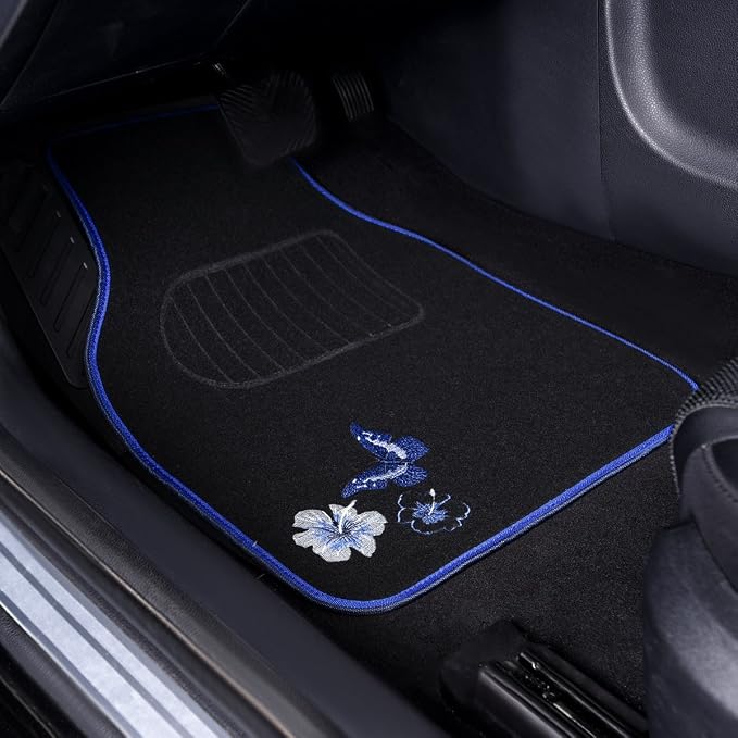 CAR PASS Universal Fit Embroidery Butterfly and Flower Car Floor Mats, - Image 3