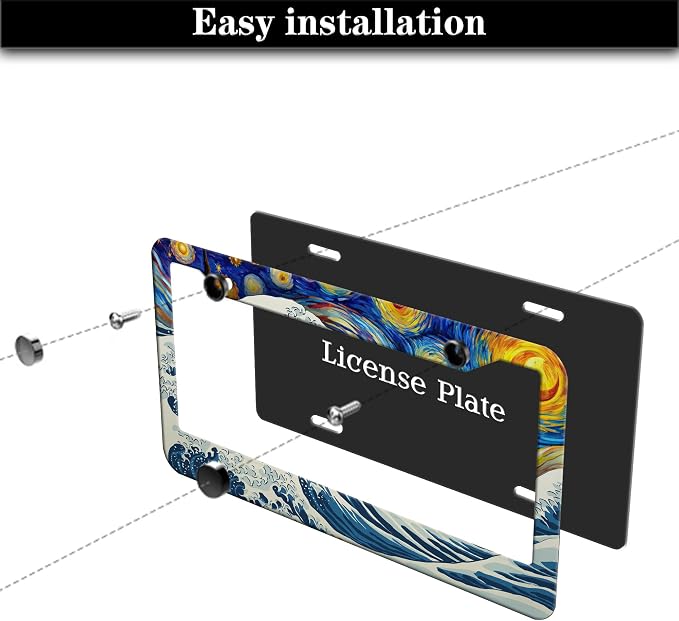 Car Plate Frames for Women Multicolor License Plate Protector for Men Starry - Image 7