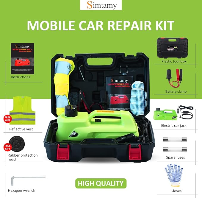 Electric Car Jack 5Ton 12V Hydraulic Car Jack Lift Built-in Safety Hammer - Image 6
