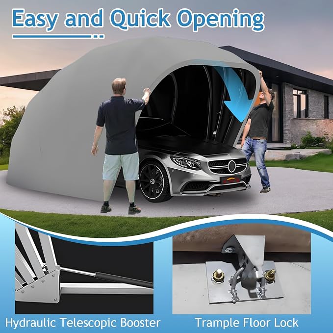 Heavy Duty Carport, Semi-Automatic Retractable Garage, Stainless Steel Folding - Image 7