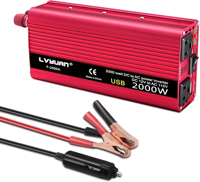 Car Vehicle Power Inverter 800W/2000WDC-AC 12V-110V Converter Power Supply by LVYUAN