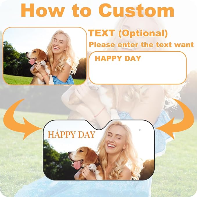 Custom Windshield Sun Shade for Car Personalized Window Sunshades Add Your - Image 2