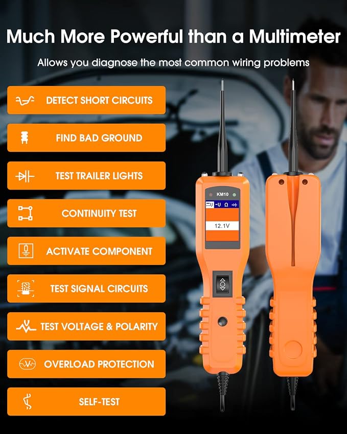 KZYEE KM10 Power Circuit Probe Kit, 12V 24V Automotive Circuit Tester, Digital - Image 2