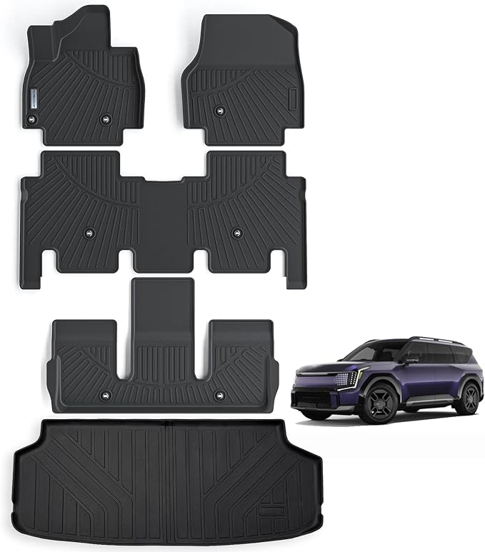 Floor Mats & Trunk Mat for KIA EV9 2024 2025 2026 6-Seats Version-2 Row Bucket by SANBAN-AXE