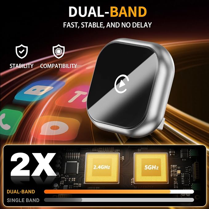 Wireless CarPlay and Android Auto Adapter, Mini Size Car Play Adapter, Plug and - Image 4