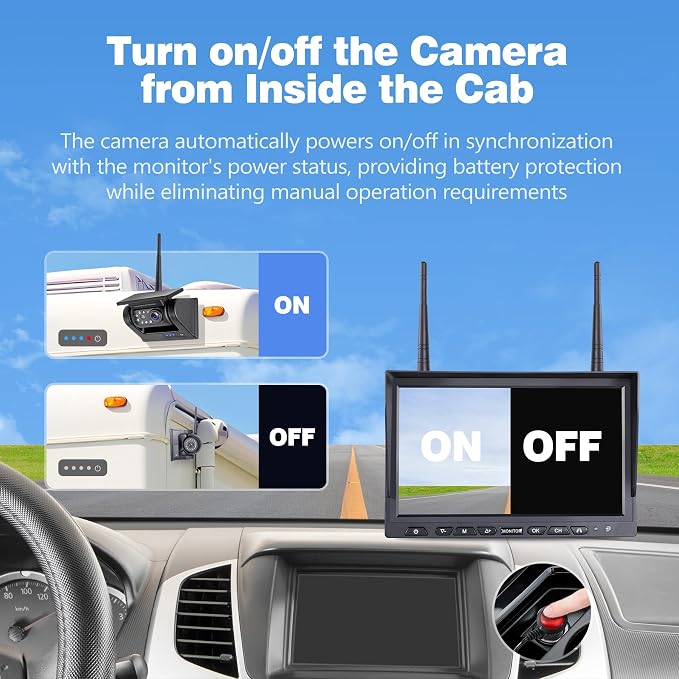 10.1" 4-Magnetic Wireless RV Backup Camera, HD1080P DVR Monitor, IP69 - Image 4