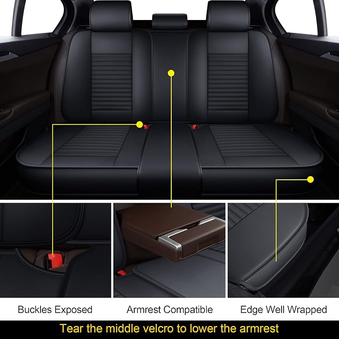 LINGVIDO Car Seat Covers, Breathable and Waterproof Faux Leather Automotive - Image 3