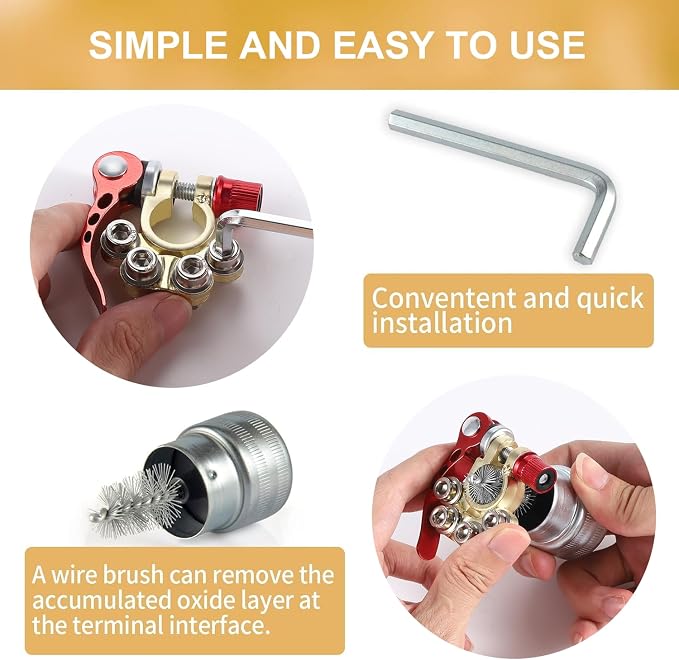 SINGARO Car Battery Terminal Connector, 4 Way Positive and Negative Pole Quick - Image 4