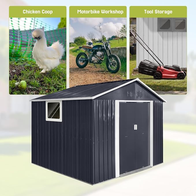9 x 8.5 Ft Outdoor Storage Shed, Heavy-Duty Metal Shed - Image 3