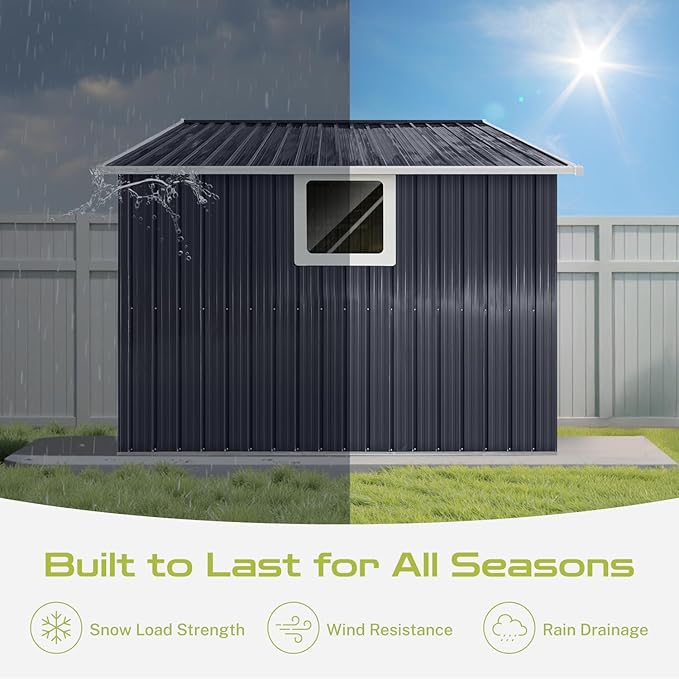 9 x 8.5 Ft Outdoor Storage Shed, Heavy-Duty Metal Shed - Image 6