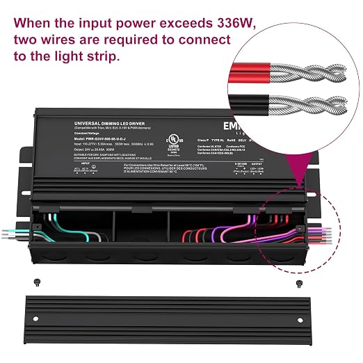 EMITEVER Dimmable Led Driver, 500W AC 110V-277V to DC 24V Transformer, 5-in-1 - Image 2
