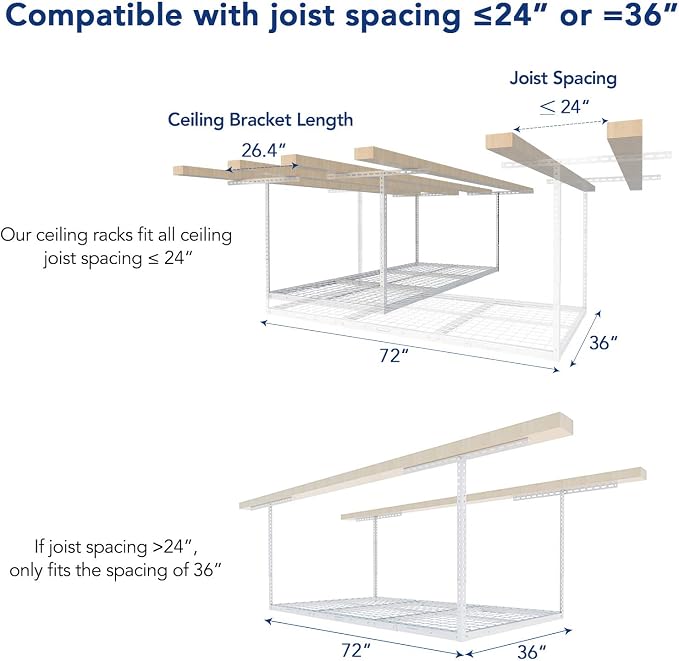 FLEXIMOUNTS 3x6 Overhead Garage Storage Adjustable Ceiling Rack 72" Length x - Image 5