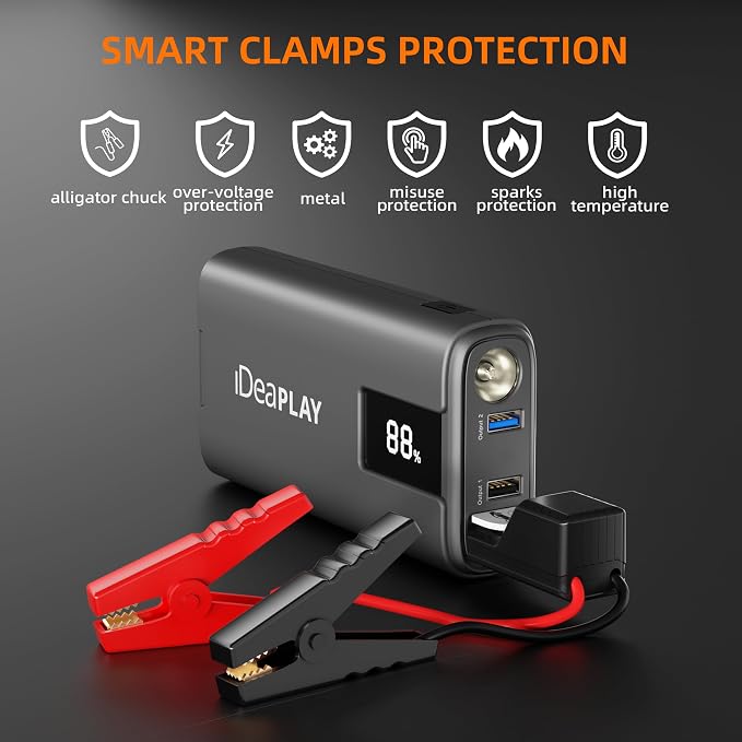 IDEAPLAY J10 Jump Starter, 2000A 12V Car Battery Jump Starter Portable - Image 5