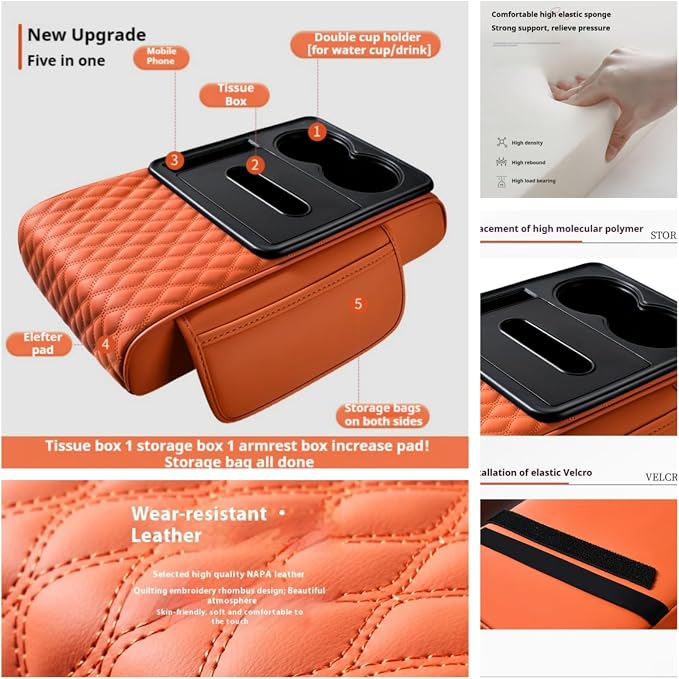 Center Console Cover Organizer, 5-In-1 Arm Rest Cover - Image 4