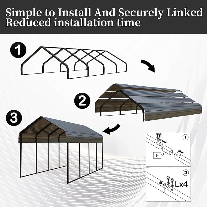 10x20FT/20x20 FT Metal Carport Heavy Duty - Image 6