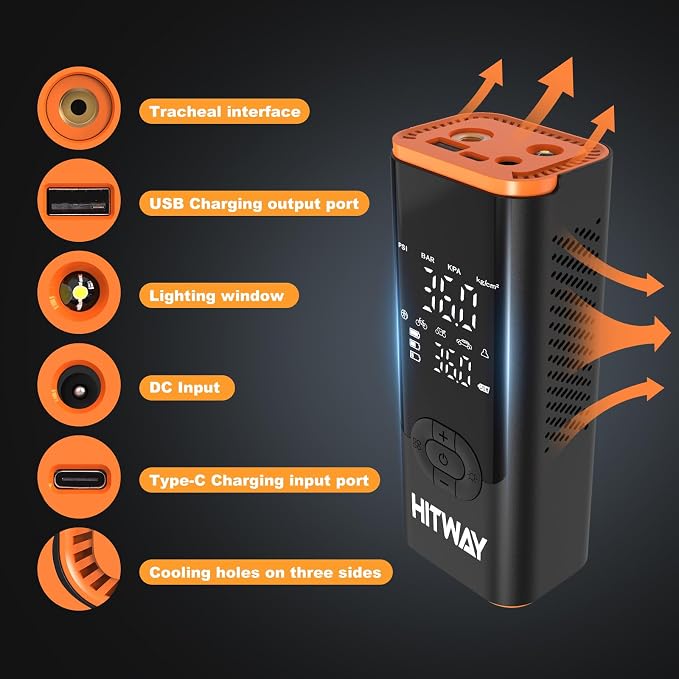 HITWAY Portable Electric Inflator Pump Supports up to 150PSI, fast inflation - Image 5