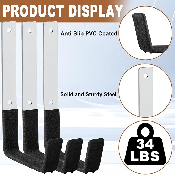 Heavy Duty Utility Hooks, 6 Pack Steel Wall Mounts - Image 3