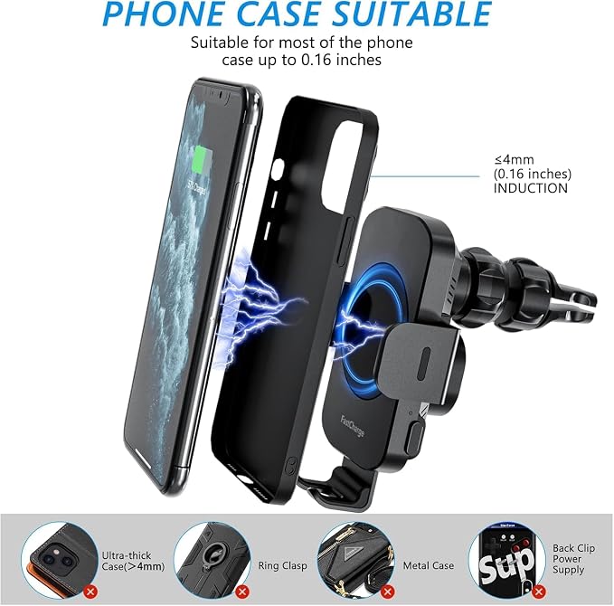Wireless Car Charger, Fast Charging 15W Auto Clamping Car Charger Phone Holder - Image 7