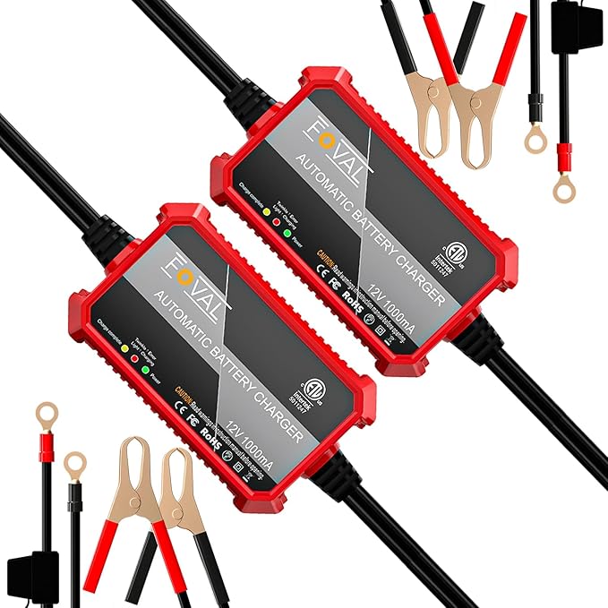 FOVAL Fully Automatic Trickle Charger, 1000mA 12V Smart car Battery Charger by FOVAL