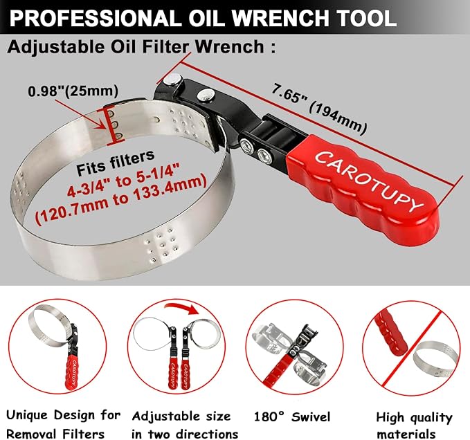 Extra Large Oil Filter Wrench, Oil Filter Wrench Tool Fits Filter from 4-3/4"to - Image 2