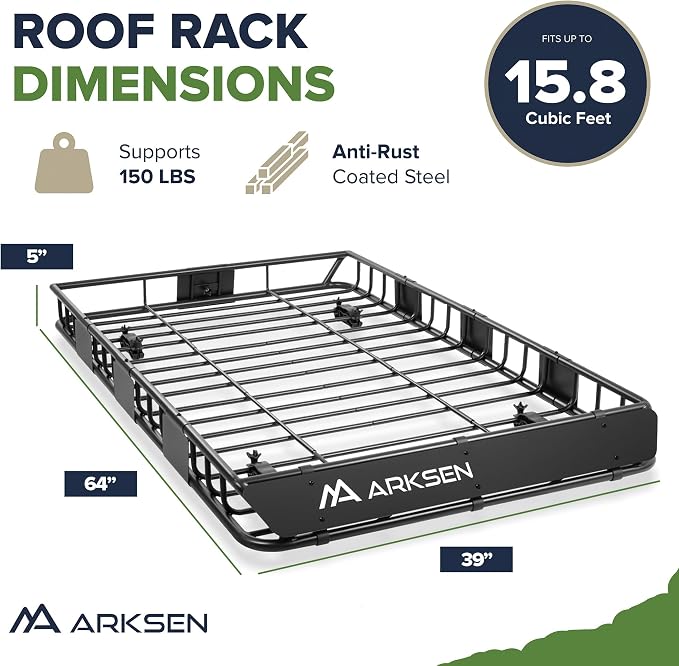 ARKSEN 64 x 39 x 5 Inch Upgrade Universal Roof Rack - Image 6