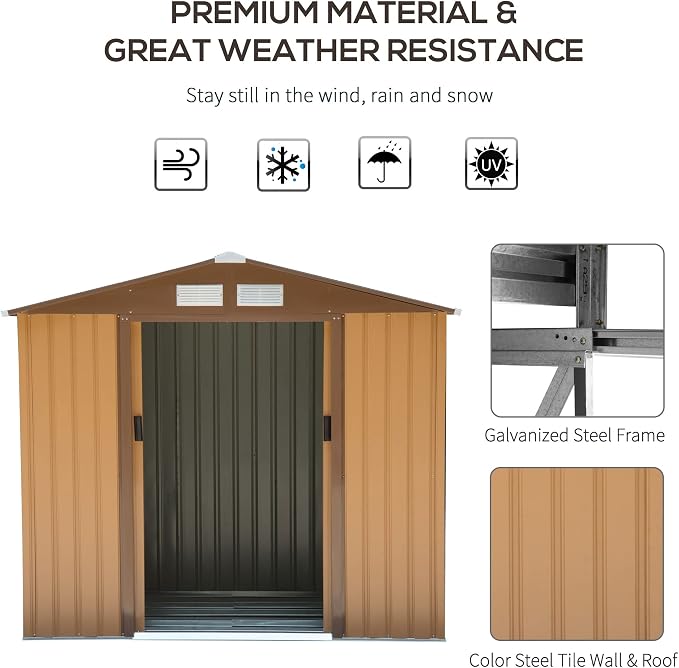 Outsunny 7' x 4' Outdoor Storage Shed, Garden Tool Metal Shed - Image 3