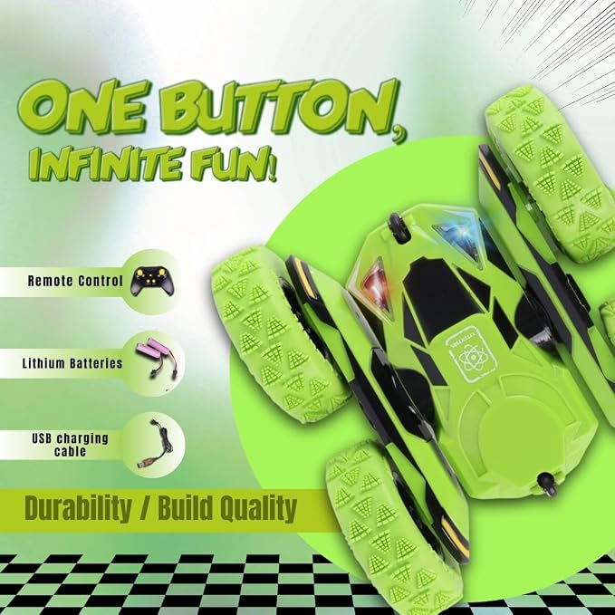 RC Stunt Car, Remote Control Double-Sided Driving 360° Flips & Rotations - Image 2