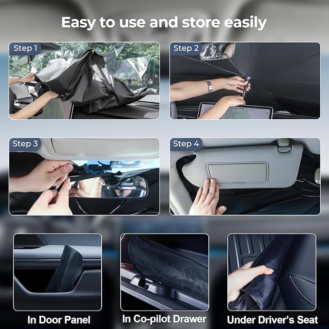 Windshield Sun Shade Umbrella for 2022-2025 Volkswagen VW Taos Accessories: - Image 4