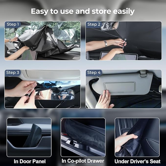 Windshield Sun Shade Umbrella for 2019-2025 Kia Forte Accessories: Custom Fit - Image 4