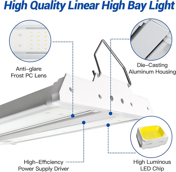 JTT LED Linear High Bay Light, 5000K Daylight 150W 21000LM Shop Light - Image 2