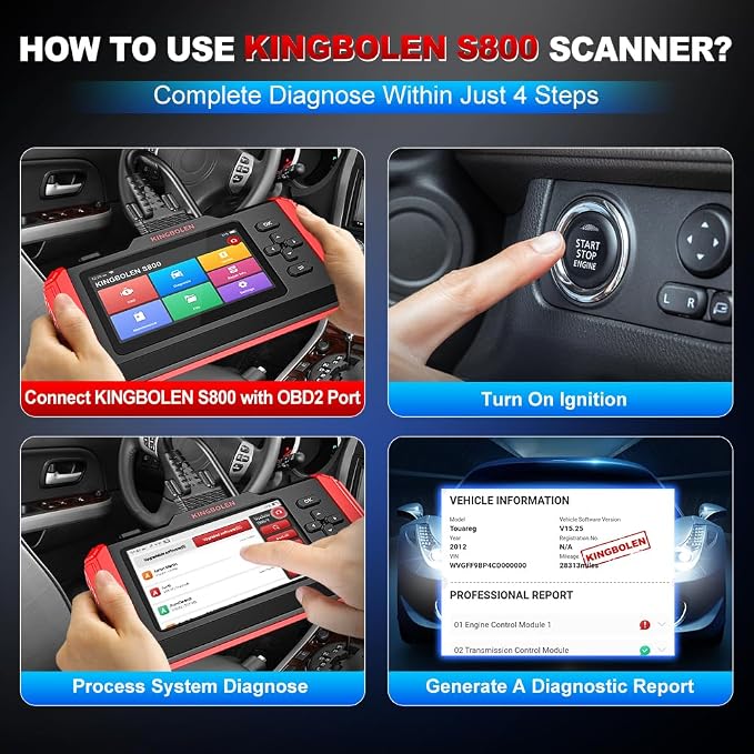 KINGBOLEN S800 OBD2 Scanner Diagnostic Tool, ABS SRS Engine at Automotriz Code - Image 8