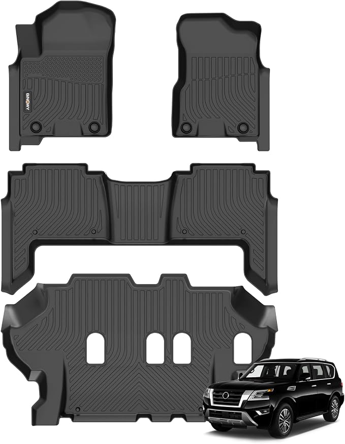 GINOWY-Floor Mats for Nissan Armada &Infiniti QX80 2019-2024 Bench Seating All by GINOWY