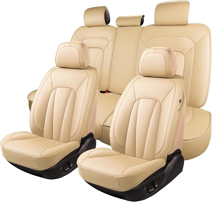 Car Seat Covers Full Set, Breathable and Waterproof Faux Leather Automotive by CarLuxor