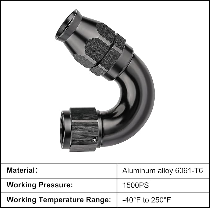 EVIL ENERGY 12AN 150 Degree PTFE One Piece Full Flow End Hose Fitting Aluminum - Image 3