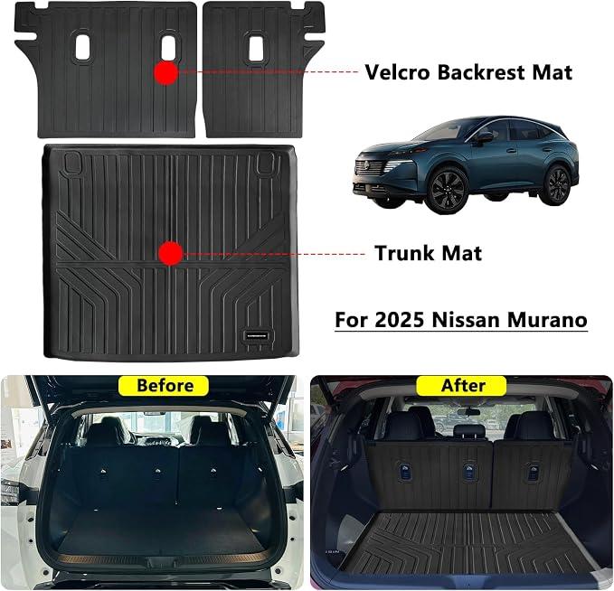 Trunk Mat & Backrest Mat for 2025 Nissan Murano TPE All Weather Protection - Image 2