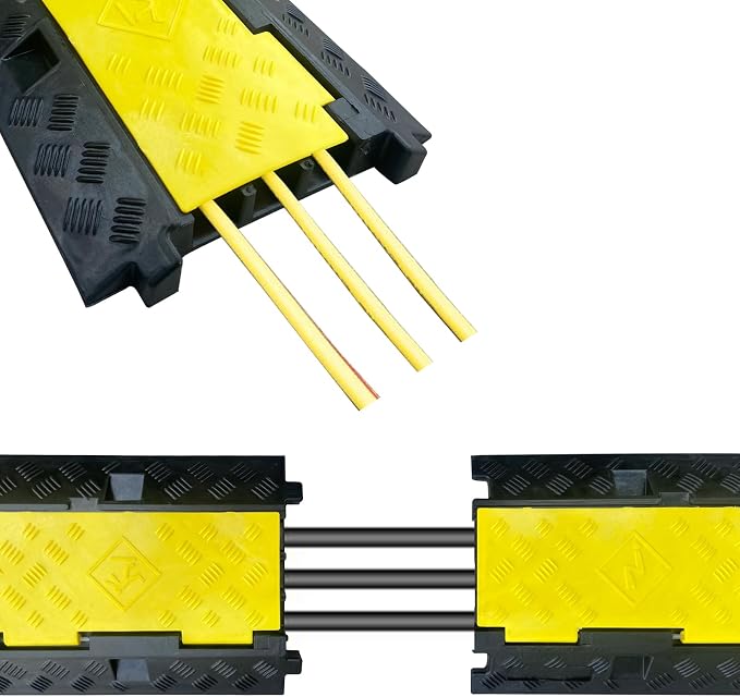 2 Pack Rubber Cable Ramp Hose Cable Protector Ramp 3 Channel 22000Lbs Load - Image 5