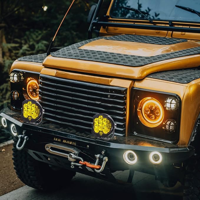 LIGBT 7 Inch Pair Amber Round LED Offroad Lights 90W Amber Yellow Off Road - Image 2