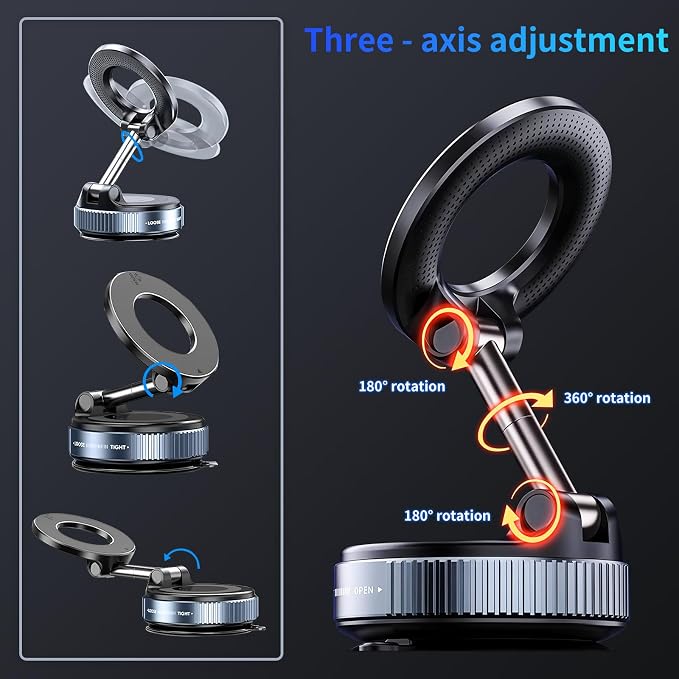 Vacuum Magnetic Car Phone Holder, 360°Adjustable Magnetic Phone Holder - Image 3