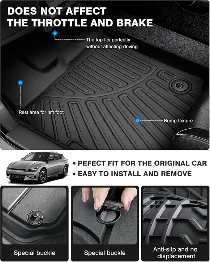 Powerty Floor Mats for 2022-2025 Kia EV6 Accessories All Weather Floor Liner 3D - Image 4