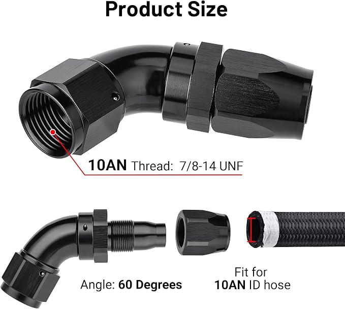 EVIL ENERGY 10AN 60 Degree One Piece Full Flow Hose End Fitting Swivel - Image 2