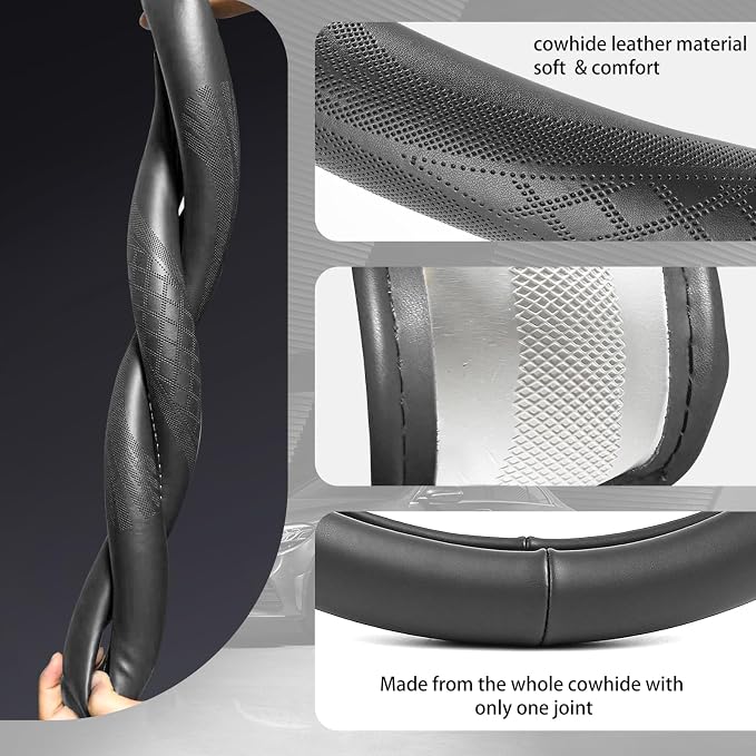 【2025 Model】 Real Cowhide Steering Wheel Cover - Image 4