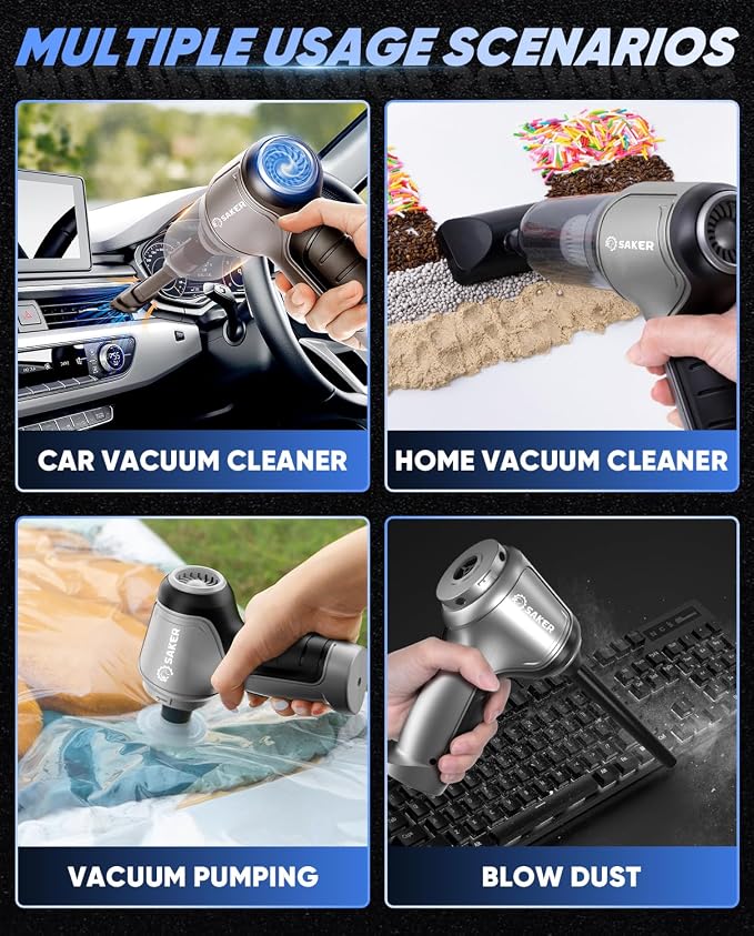 Saker Car Vacuum Portable Cordless 3 in 1 Handheld Car Vacuum 15000PA High Power - Image 4