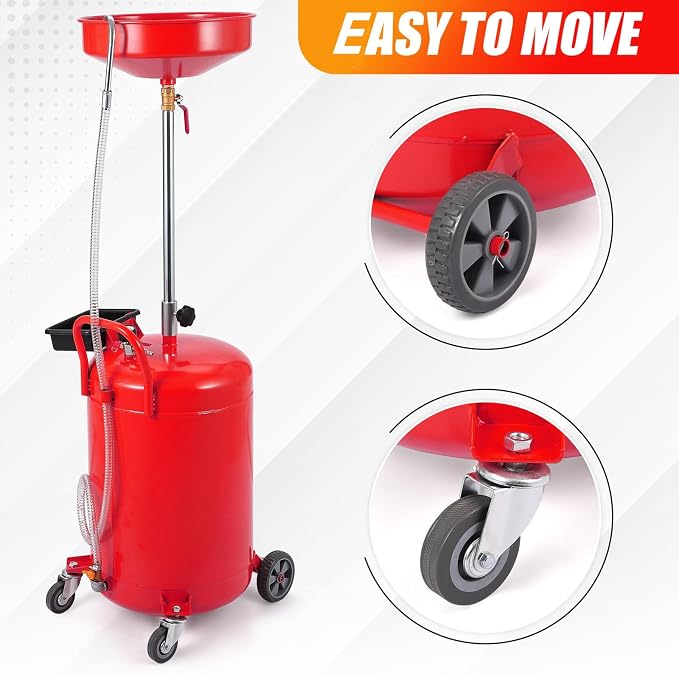 20 Gallon Waste Oil Drain Tank Portable Air Operated Oil Drainer - Image 6