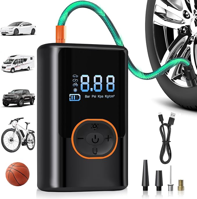 2025 Cordless Tire Inflator w/Digital Gauge 150PSI, Portable Air Pump by Suspendedflowerpot