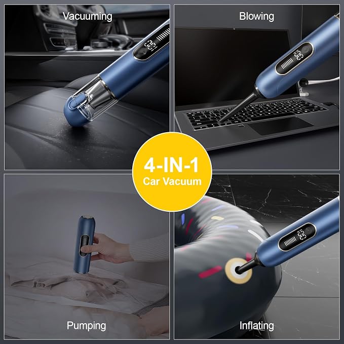 Car Cordless Handheld Vacuum, 13000PA Suction, 4-in-1 Blow & Suction, - Image 4