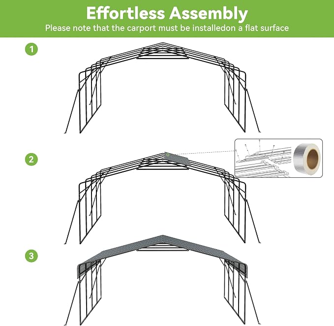 Real Relax 20x20ft Heavy Duty Metal Carport - Image 8